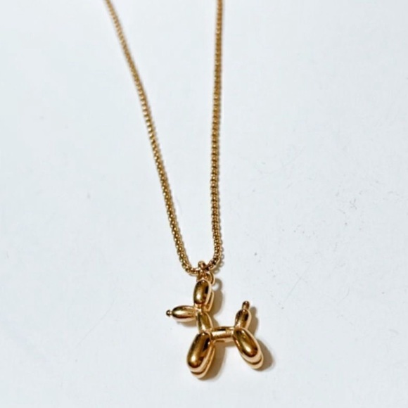 Balloon Dog Charm Necklace 14k Plated Gold 16-18”chain NEW NWT - Picture 1 of 7